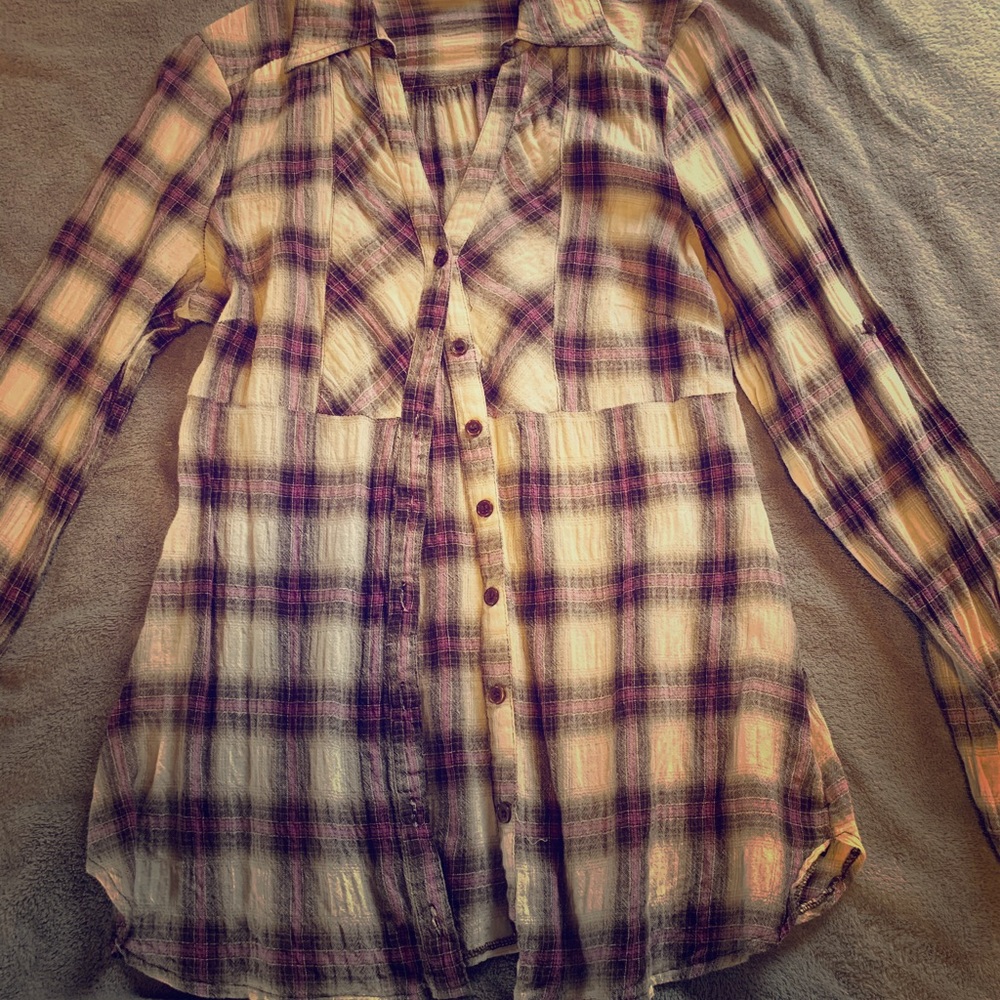 Long Sleeve Purple Plaid Shirt